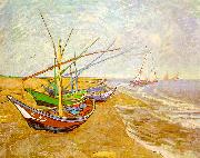 Vincent Van Gogh Fishing Boats on the Beach at Saintes-Maries oil painting picture wholesale